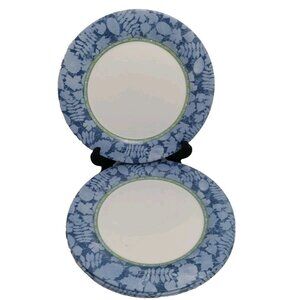 Arcopal France Set Of 5 Dinner Plates  Blue Floral Rim NOS 10"1/4
